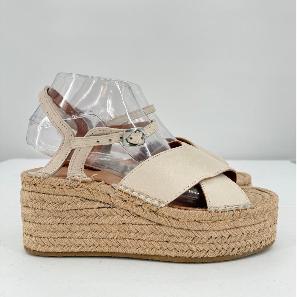 NEW Rag & Bone Women's Hera Antique White Espadrille Wedge Sandal Size 39